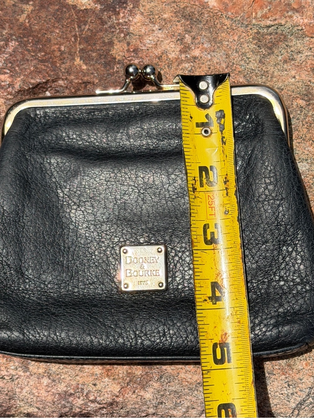 Dooney & Bourke Black Pebbled Leather KissLock Wallet Coin Purse Red Leather EUC - Picture 9 of 11